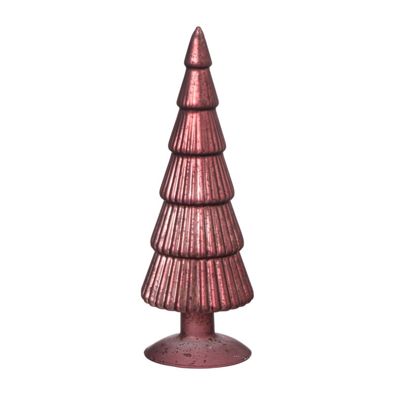 Kerstboom beeldje klein -  donkerrood - ø8x24.5 cm