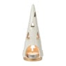 Theelichthouder kerstboom - beige - ø7x19 cm 