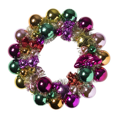 Krans kerstballen - multikleur - ø33x7 cm