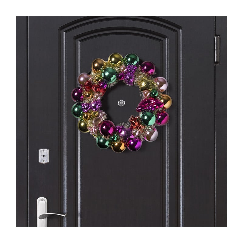 Krans kerstballen - multikleur - ø33x7 cm