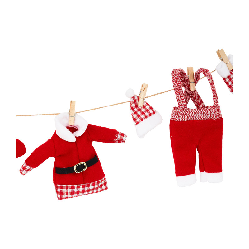 Guirlande kerstmankleding - textiel/hout