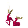 Kersthanger rendier staand - roze -10x16 cm