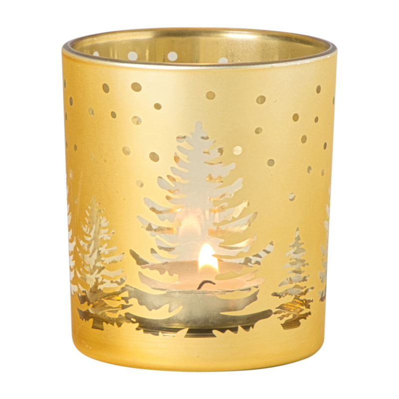 Kerst waxinelichthouder -goudkleurig - ø7x8 cm