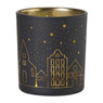 Kerst waxinelichthouder - zwart - ø7x8 cm