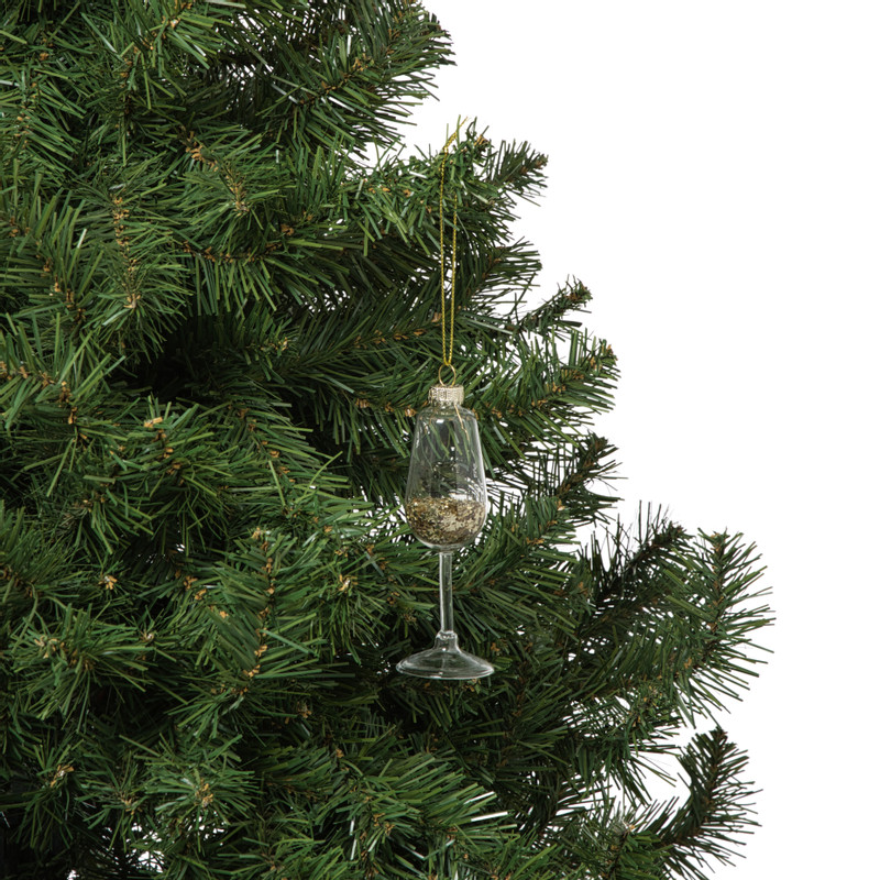 Kersthanger glas met sterretjes - goudkleurig- ø4x12 cm