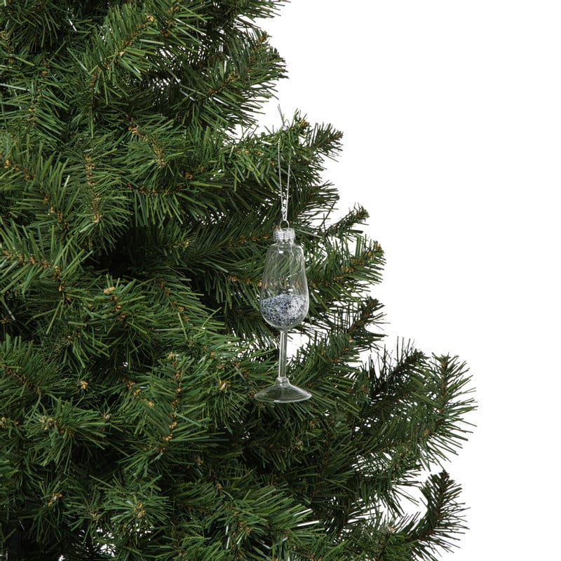 Kersthanger glas met sterretjes - zilverkleurig - ø4x12 cm