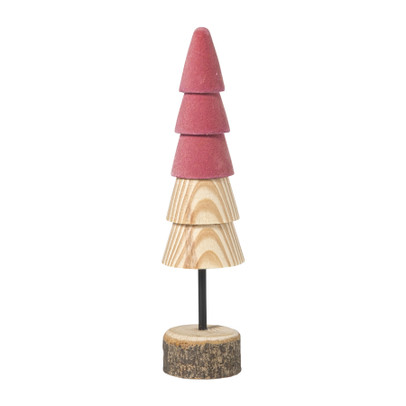 Kerstboom hout - bruin/roze - ø5x19 cm