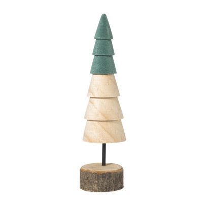 Kerstboom hout - bruin/groen - ø6x24 cm