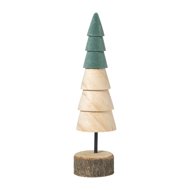 Kerstboom hout - bruin/groen - ø6x24 cm