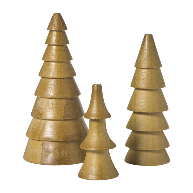 Kerstboom hout - bruin - ø4.5x10 cm