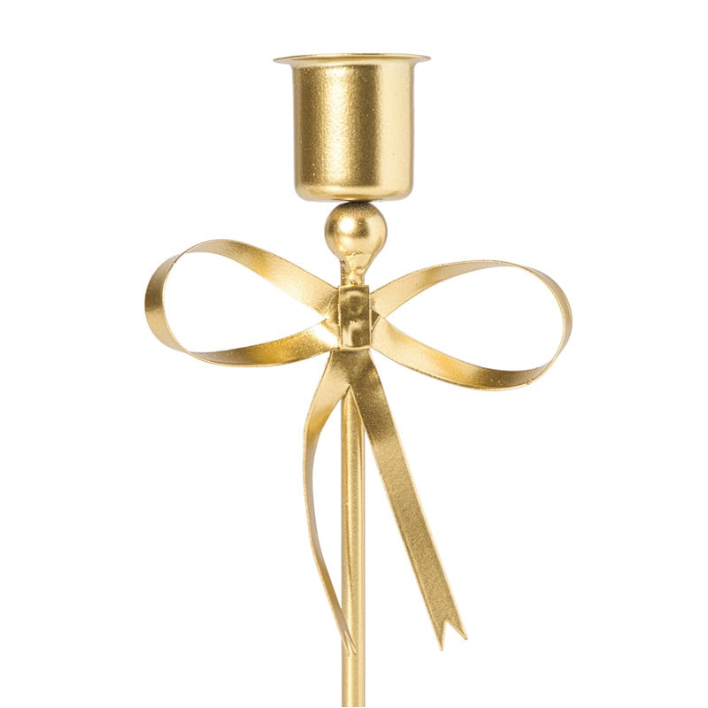 Kerst kandelaar strik Kim - goudkleurig - ø9x15 cm