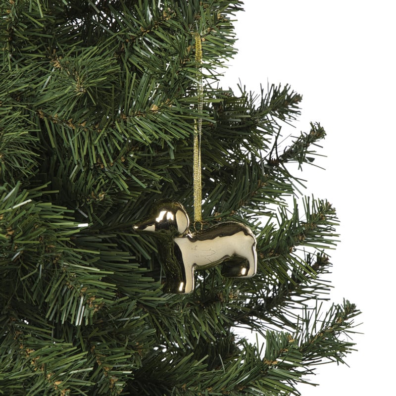 Kersthanger teckel - goudkleurig -  6.7x3x7.8 cm