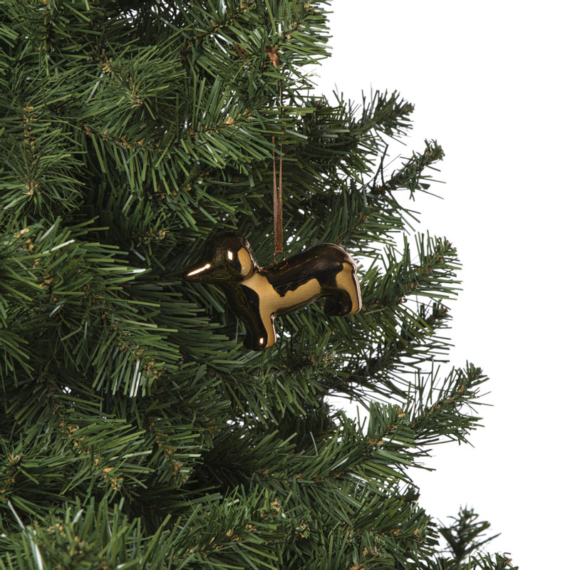 Kersthanger teckel - bruin - 6.7x3x7.8 cm