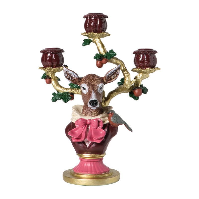 Kandelaar kerst met rendier - 30.5 cm 