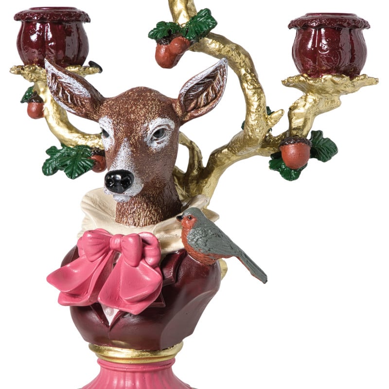 Kandelaar kerst met rendier - 30.5 cm 