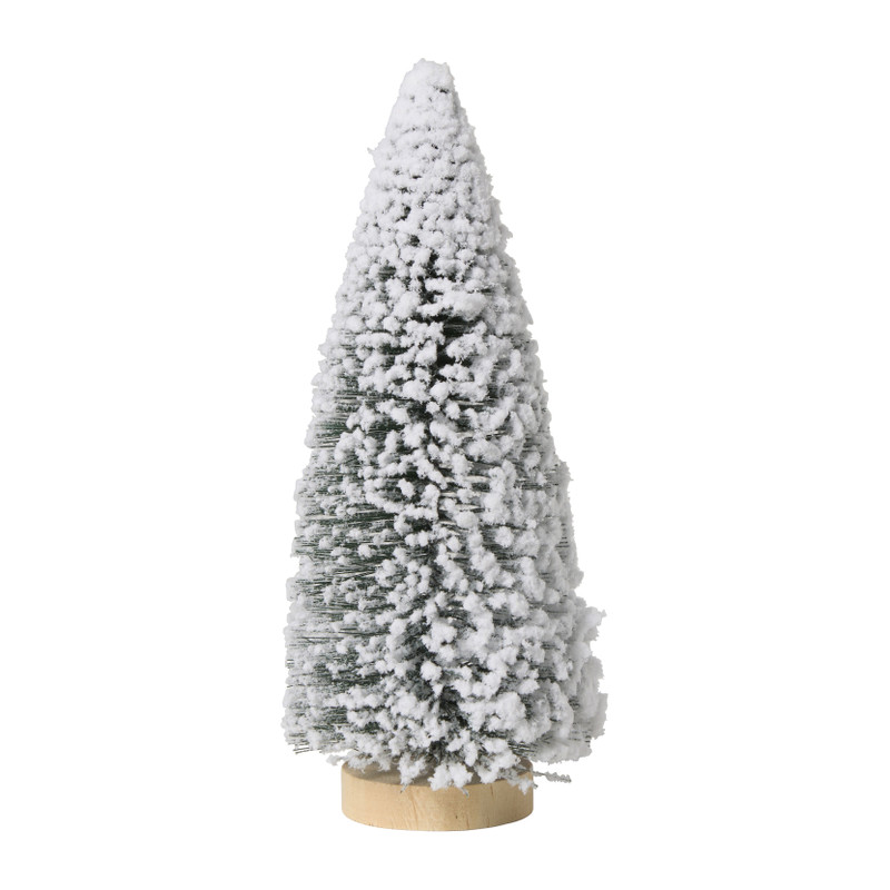 Kerstboompje met sneeuw klein - groen - 15 cm 