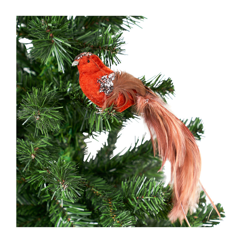 Vogel op clip - terra cotta - 30 cm