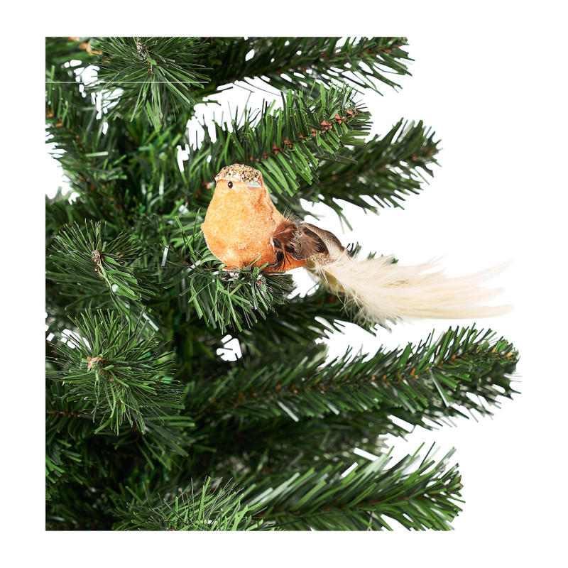 Vogel op clip - geel - 20 cm