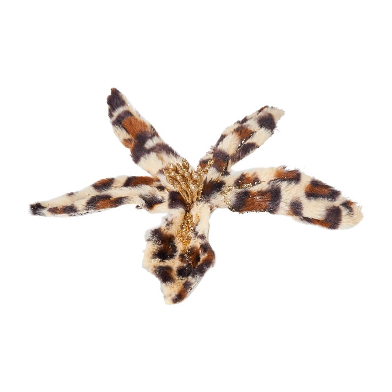 Bloem op clip leopard - 25 cm