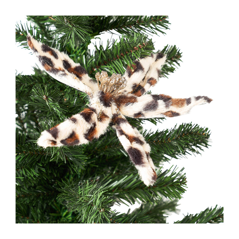 Bloem op clip leopard - 25 cm