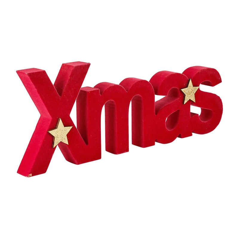 Decowoord xmas - rood - 30 cm 