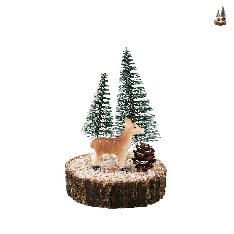 Plankje met kerstboompjes en hert - diverse varianten - Ø10 cm