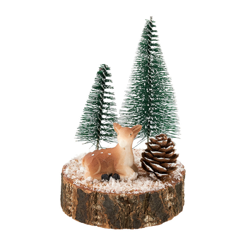 Plankje met kerstboompjes en hert - diverse varianten - Ø10 cm