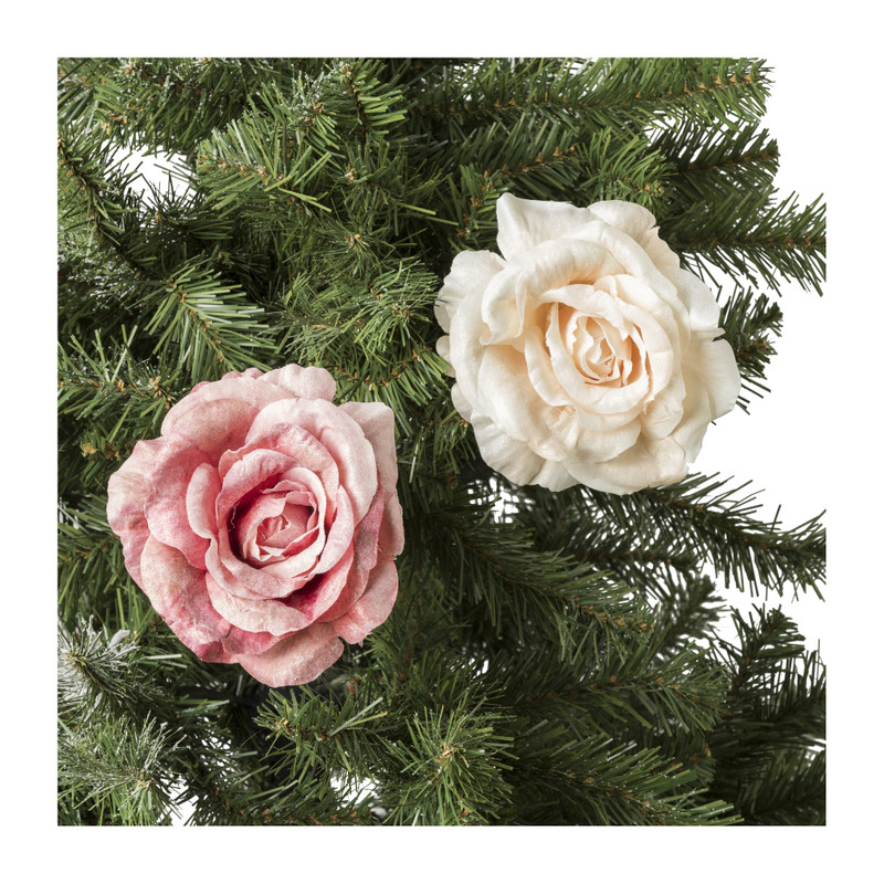 Roos op clip - diverse varianten - 14 cm