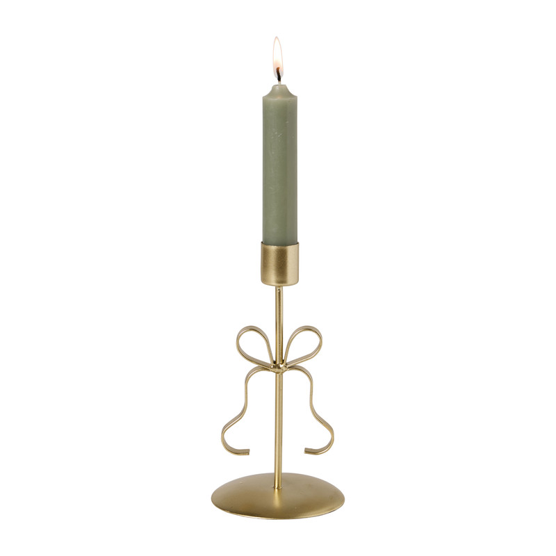 Kerstkandelaar strik - goudkleurig - ø8.5x16 cm