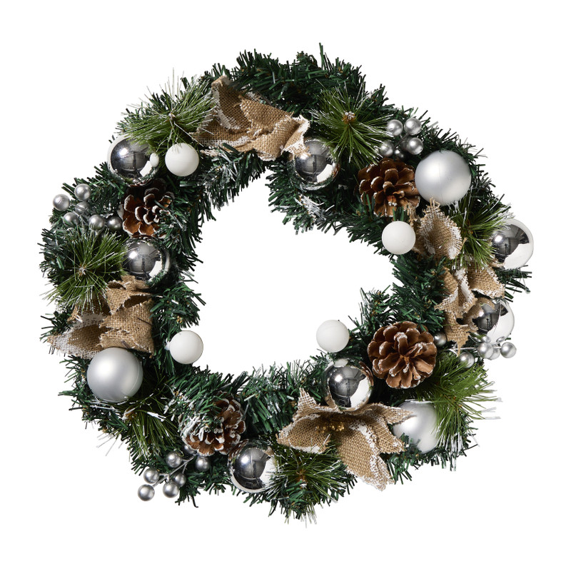 Kerstkrans dennenappels - groen - ø50 cm