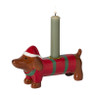 Kerst kandelaar teckel - bruin - 9x18x5.5 cm