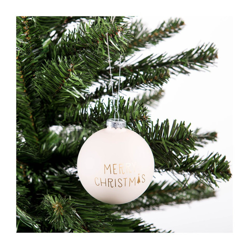 Kerstbal mat - Merry Christmas - wit