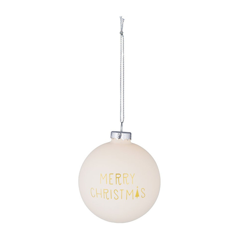 Kerstbal mat - Merry Christmas - wit