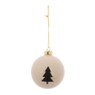 Kerstbal kerstboom - 8 cm - wit/zwart