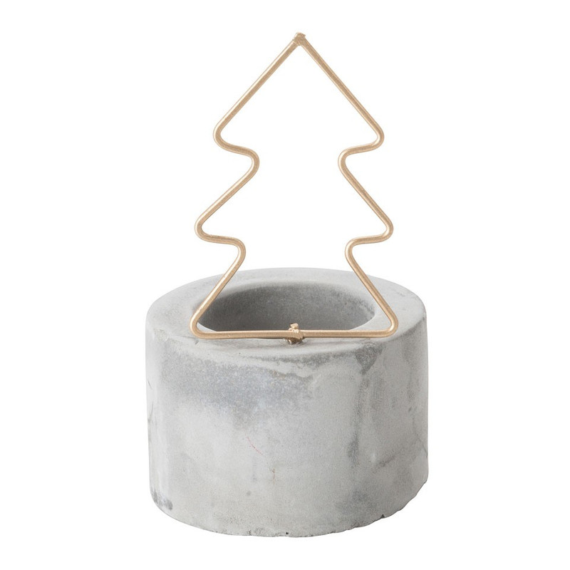 Theelichthouder cement Kerst - kerstboom - 10.5x6 cm