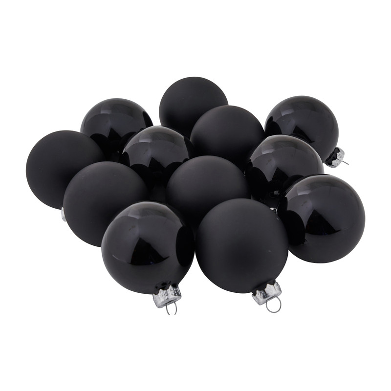 Kerstballen set zwart- 12st