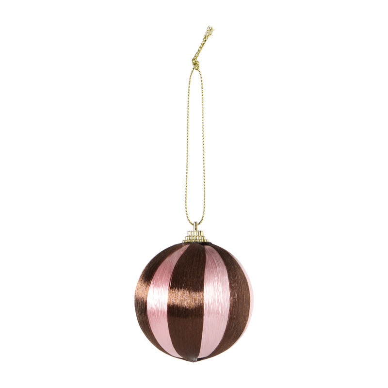 Kerstballen streep pearl - roze - ø6 cm - set van 3