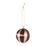 Kerstballen streep pearl - roze - ø6 cm - set van 3