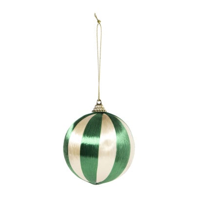 Kerstballen streep pearl - roze - ø7.5 cm - set van 3