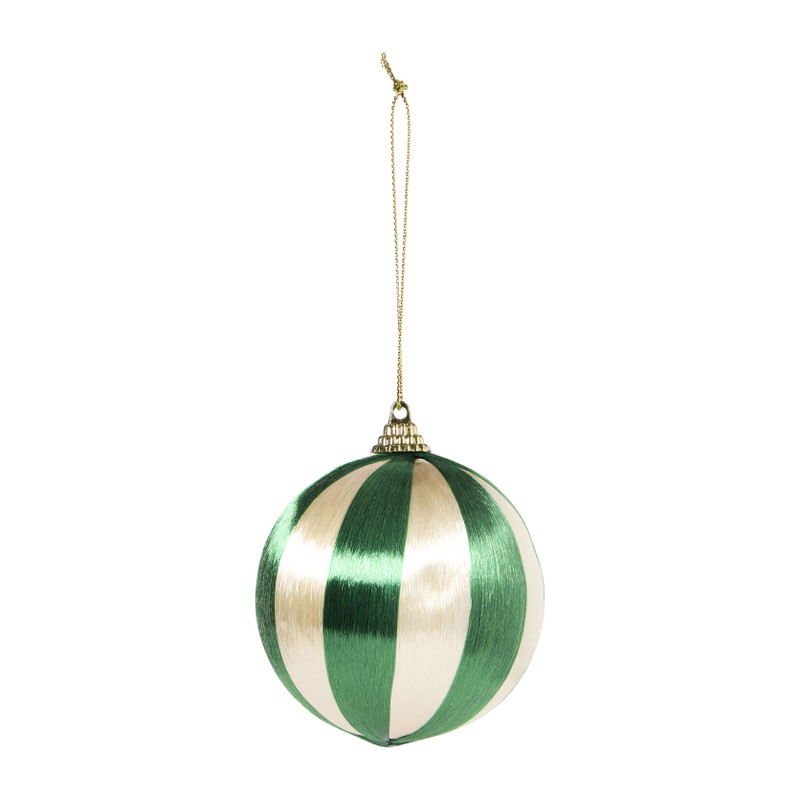 Kerstballen streep pearl - roze - ø7.5 cm - set van 3