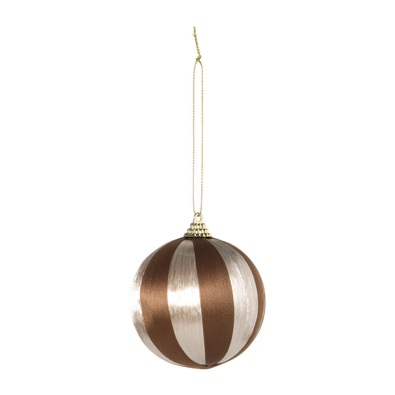 Kerstballen streep pearl - roze - ø7.5 cm - set van 3