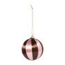 Kerstballen streep pearl - roze - ø7.5 cm - set van 3