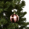 Kerstballen streep pearl - roze - ø7.5 cm - set van 3