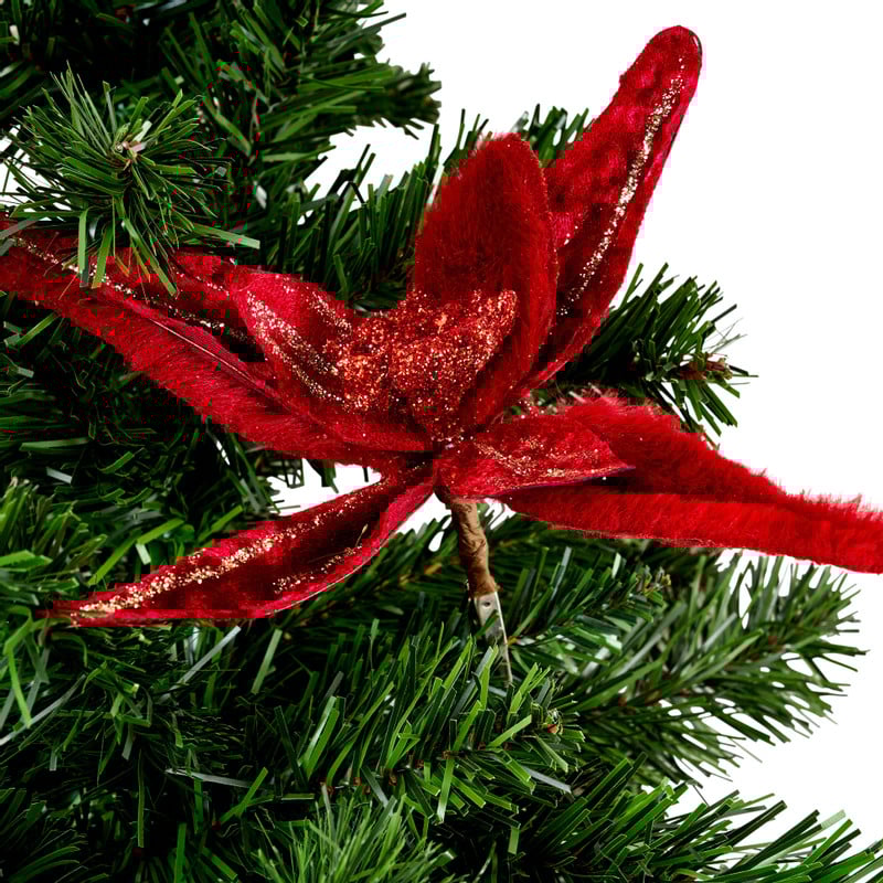 Bloem op clip - rood - 15 cm