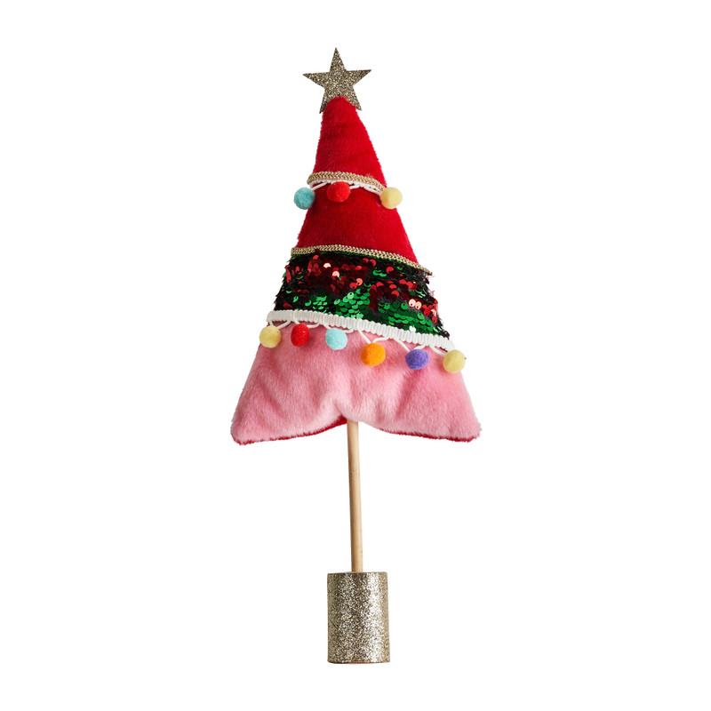 Kerstboom pompom - rood - 38 cm hoog
