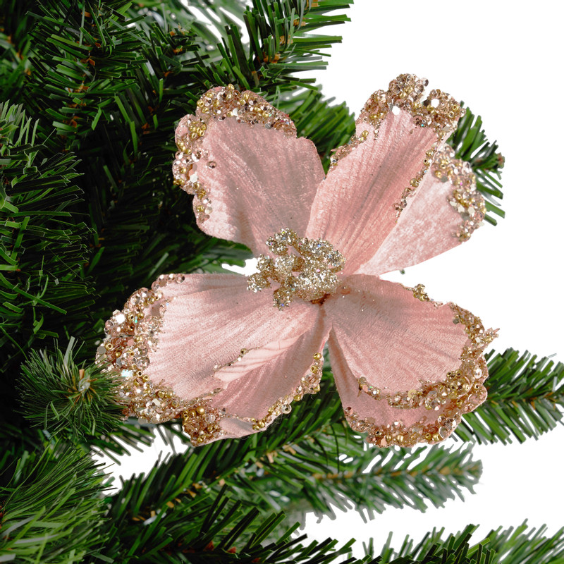 Bloem op clip - roze - 17 cm