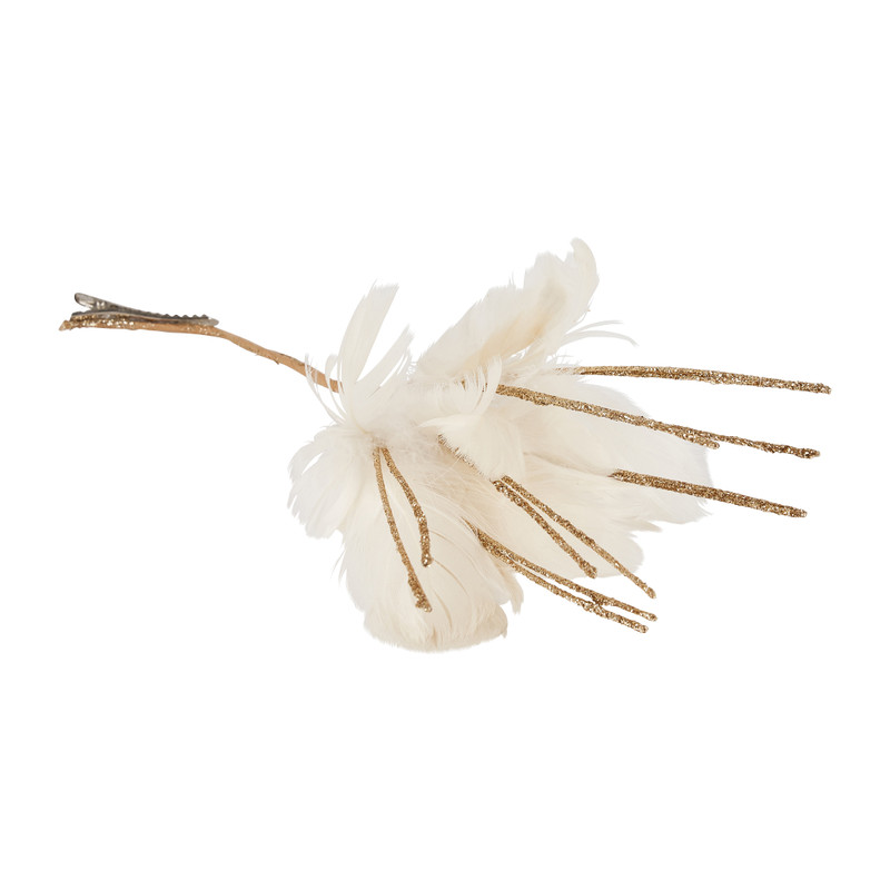 Veren op clip - wit - 25 cm