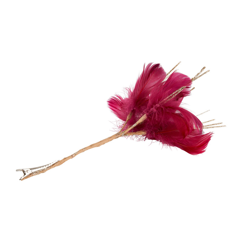 Veren op clip - rood - 25 cm