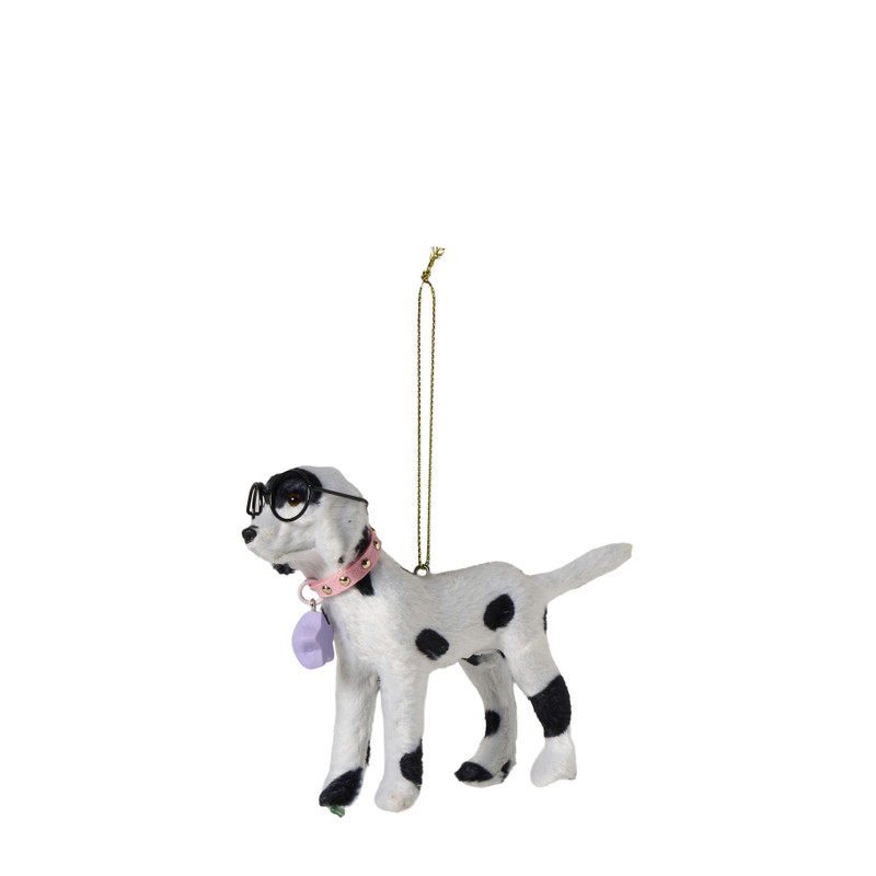 Kersthanger dalmatier - geel - 13x3x9.5 cm