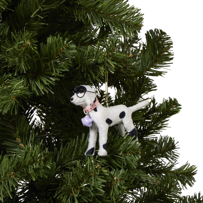 Kersthanger dalmatier - geel - 13x3x9.5 cm